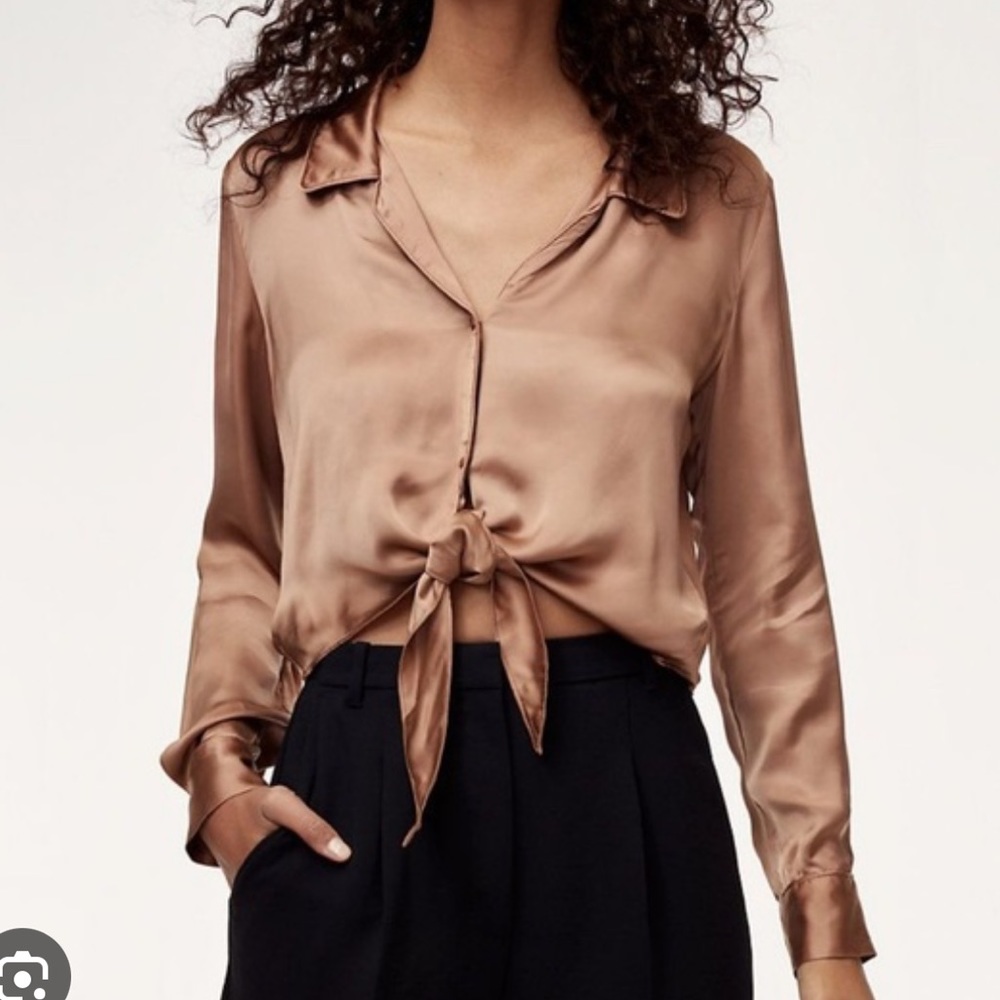 Wilfred Tie Front Blouse Tan